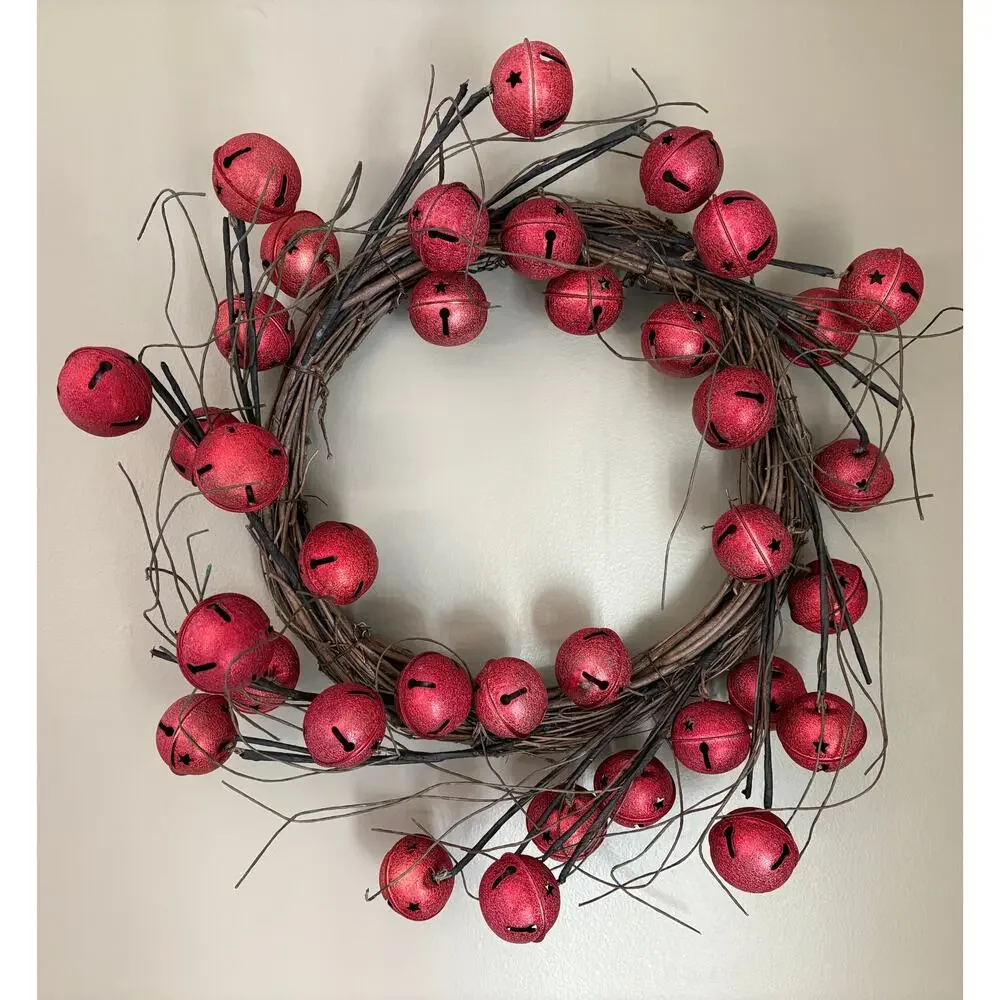 Red Metal jingle bell Christmas wreath